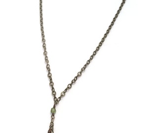 briolette necklace, blue and green crystal necklace, briolette charm necklace, briolette cascade necklace, multi briolette drop necklace