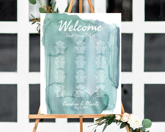 seating chart template watercolor wedding beach wedding