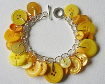 Button Charm Bracelet Bright Citrus Yellow