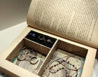 Jewelry Box Book - Hollow Book Jewelry Box - Decorative Jewelry Box Book Safe Made From A Vintage Book - With or Without Magnetic Closure