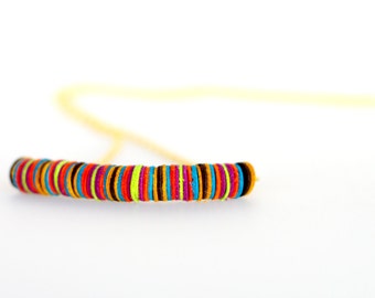 Round module multicolor leather necklace