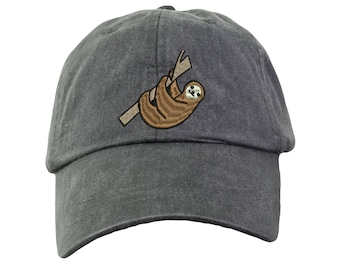 Sloth Embroidered Baseball Hat. Sloth Baseball Cap. Funny Sloth Gifts. Sloth Beach Hat. Cool Mesh Lining & Adjustable Strap. HER-LP101