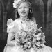 Digital Download Vintage Photo - 1950s Girl wearing a Beautiful Dress holding a Rose Bouquet Sitting for her First Communion Studio Portrait