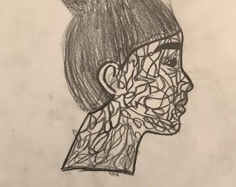 Drawing, black and white, graphite pencil