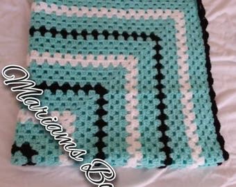 Aqua granny Afghan blanket
