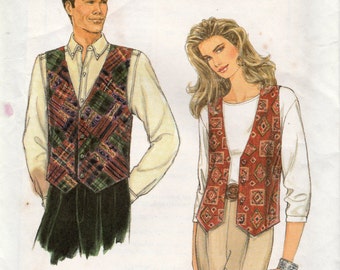 Simplicity 9285 Sewing Pattern, Easy Misses', Men's or Teens' Vest, Button Front Opt., Multi-Size XS, S, M, Used Vintage Pattern