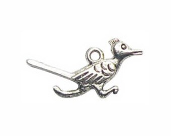 12 Silver Roadrunner Charm Bird Pendant 14x28mm by TIJC SP0286