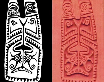 New Guinea Maori Tribal Shield Design Stamp for Clay PMC Textiles and Scrap Booking - Maori Pendant Design Stamp Tool - Tribal Shield Stamp