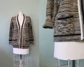 Biscotti cardigan sweater | vintage 1970s marled knit cardigan