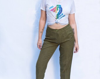 1970's Olive Green Wool Trousers