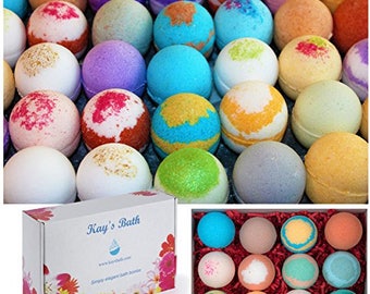 12 Bath Bomb Fizzy Gift Set w/ Shea & mango butter fizzies Assorted Scents 2.5 oz By Kays Bath