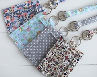 Floral ID Holder, ID Badge Holder, Thin Teacher Lanyard, Graduation Gift