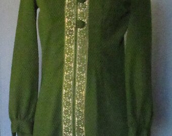 60s Green and Gold Sheath Dress