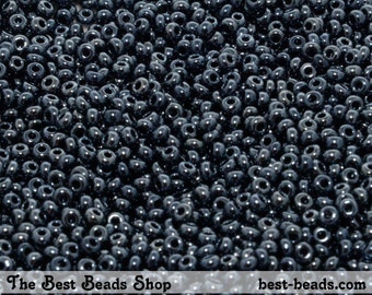 25g (2200pcs) Jet Black Rocaille 10/0 (2.3mm) Preciosa Czech Glass Seed Beads