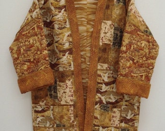 Asian Gold--Quilted Kimono Jacket (M)