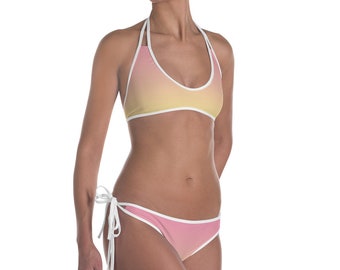 Blue Yellow Pink Reversible Bikini