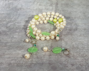 Cream/Lime Swarovski Crystal Pearls, Lime Gemstone