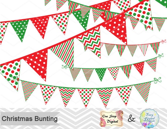 Download Items similar to Christmas Bunting Banner Digital Clip Art ...