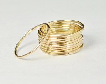 Thin Round Gold Stackable Ring, 14k Gold Filled, Stacking Rings, Dainty Gold Ring, Tiny Ring, Skinny Ring, Gold Filled Ring, Thin Gold Ring