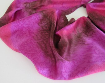Red Silk Scarf, Hand Painted Red Violet Silk Scarf, Purple Scarf, Hand Painted Brown Silk Scarf, Silk Scarf, Large Silk Scarf
