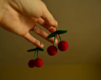 Hand felted wool earrings. Merino wool. Perfect Christmas gift