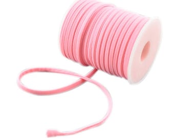 2 Meters Stitched Baby Pink Nylon Lycra Cord, Soft And Thick Cord, Stretchy Nylon Lycra String, Elastic Cord 5 mm Sold in 2 & 5 meter Length