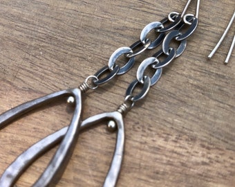 Sterling Silver Dangle Hoop Earrings