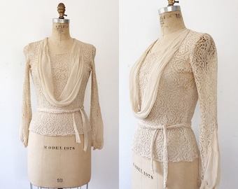 Vionnet lace blouse / 1930s lace blouse / vintage lace blouse