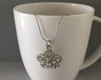 Rhinestone necklace, flower necklace, necklace flower, april birthstone necklace, april necklace