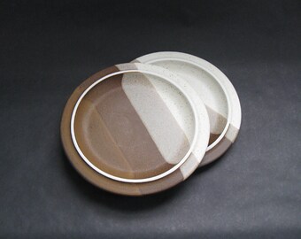 Pair Jim McBride Fabrik Agate Pass Stoneware Salad / Dessert Plates - Fabrik, USA 1970s HTF