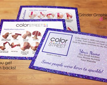 Color Street Twosie Postcard 4"x6" Personalized Purple Sparkles Digital Download, Marketing Material, Postcards