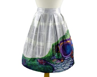 Hobbit Hole - Midi-Skirt featuring The Shire on Book Pages, Lord of the Rings, Hobbit