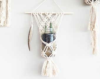 Macrame Hanging Planter- Wall Accent- Bohemian Decor- Dorm Decor~ Planter~ Modern Macrame- White Wall Accent- Boho Home Decor- BohoChic
