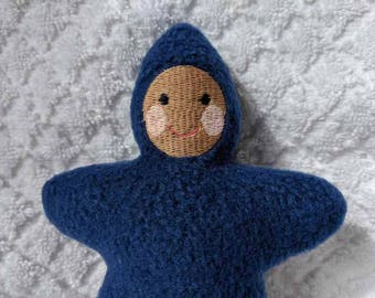 Handmade blue brown faced Star Baby - Stuffed Plush Doll Softie