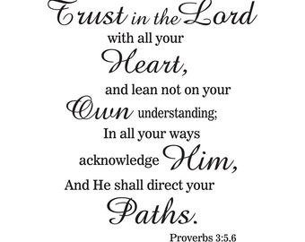 Wall vinyl decal Proverbs 3:5,6 Trust in the Lord