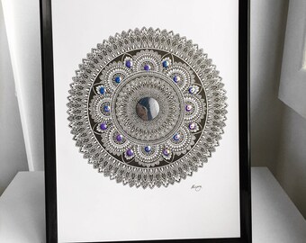 Mandala print - Mandala wall art - Sequin mandala art - Wall decor