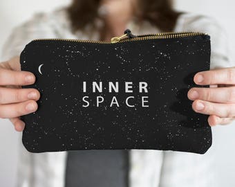 Pencil Case With Words, Black and White Pencil Bag, Pencil Pouch, Zipper Pouch, Cosmetic Pouch, Makeup Bag, Brush Bag, Fabric Pencil Case