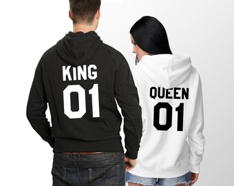 Couples Hoodies, King Queen 01 Hoodies, Couples Hoodie, Set of 2 Couple Hoodies, King Queen Hoodies, Matching Hoodies, UNISEX