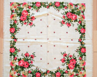 Châle en laine Vintage écharpe en laine avec motif floral #126