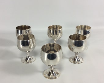 Silver Plate EPNS NDIS Liquor Cordial Small Goblets Set of 6 Mini Elegance 6cm