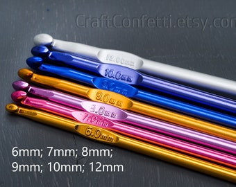 Large crochet hook needles from 6mm to 12mm Aluminum crochet hook Tools supplies Big crochet hook Large size hooks for bulky t-shirt yarn