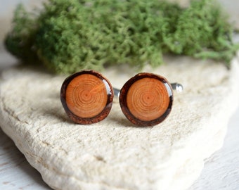 Rustic handmade wooden cuff links, wood cuff links, wedding cufflinks, eco wood anniversary gift for him, woodland wedding accessories