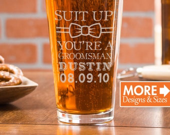 Groomsmen Proposal, Best Man Proposal, Etched Beer Glass, Beer Mug Gift, Bar Glass, Monogram Beer Glass, Wedding Party Gift, Beer Lover
