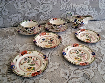 Antique C 1820s MASON'S English Ironstone China Persiana Pattern 2425 Set of 9 Pieces