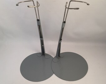 Set of 2 Vintage Metal Doll Stand by Kaiser Chicago, Adjustable 9" to 14" Tall, Vintage Metal Kaiser Doll Stands