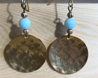 Earrings, Dangle, Brass, Pierced