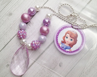 8 Princess Sofia Amulet Necklace Party Favors Sofia the First Birthday Party Activity Sofia Necklace Party Favor Sofia the 1st Party Favor