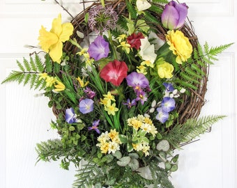 Spring Wreath – Door Wreath – Front Door Wreath – Outside Door Wreath - Spring Door Wreath