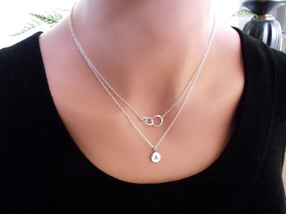 Three Circles Necklace Personal Initial 3 circle Sterling