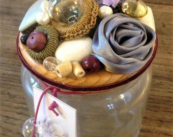 Wishes Jar Violet Rose, hand-decorated jar